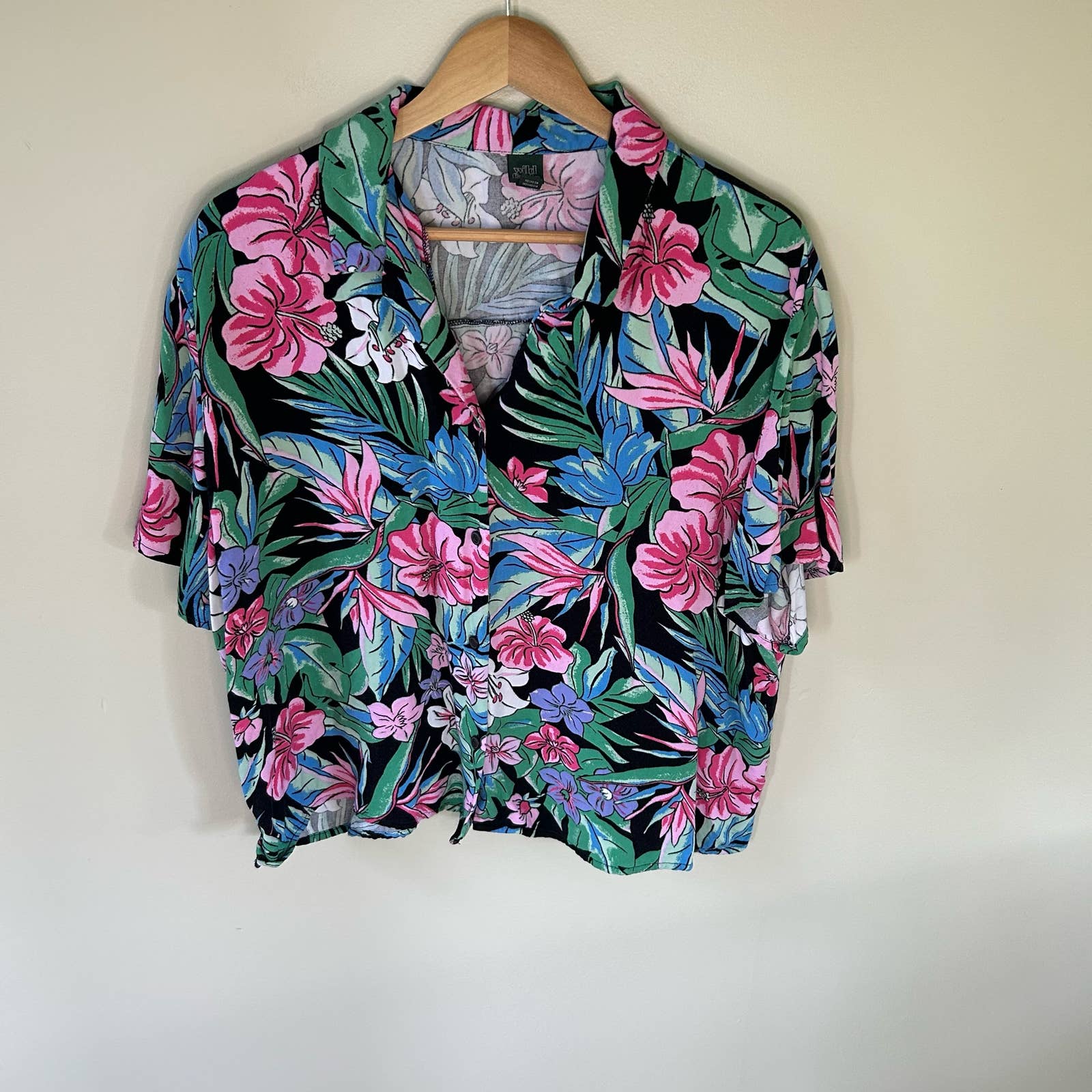 Wild Fable Size Xxl Hawaiian Button Up Short Sleeve Skimmer Shirt Blouse Floral